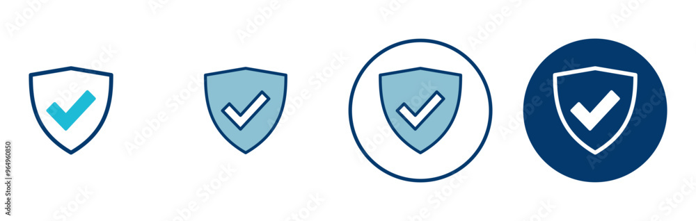 Shield check mark icon vector isolated on white background. Protection approve sign. Safe icon vector Shield check mark icon vector isolated on white background. Protection approve sign. Safe icon vector