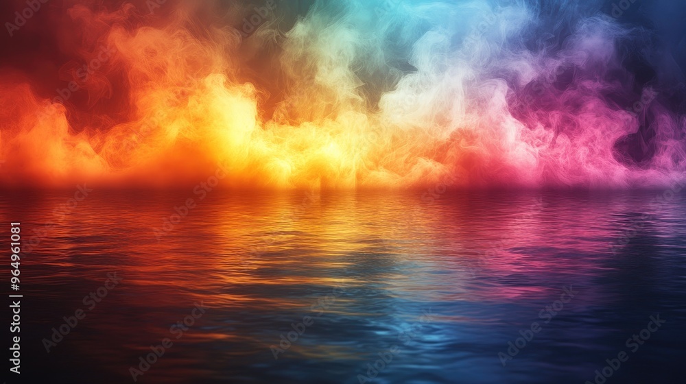 Obraz premium Colorful Smoke Reflection on Water