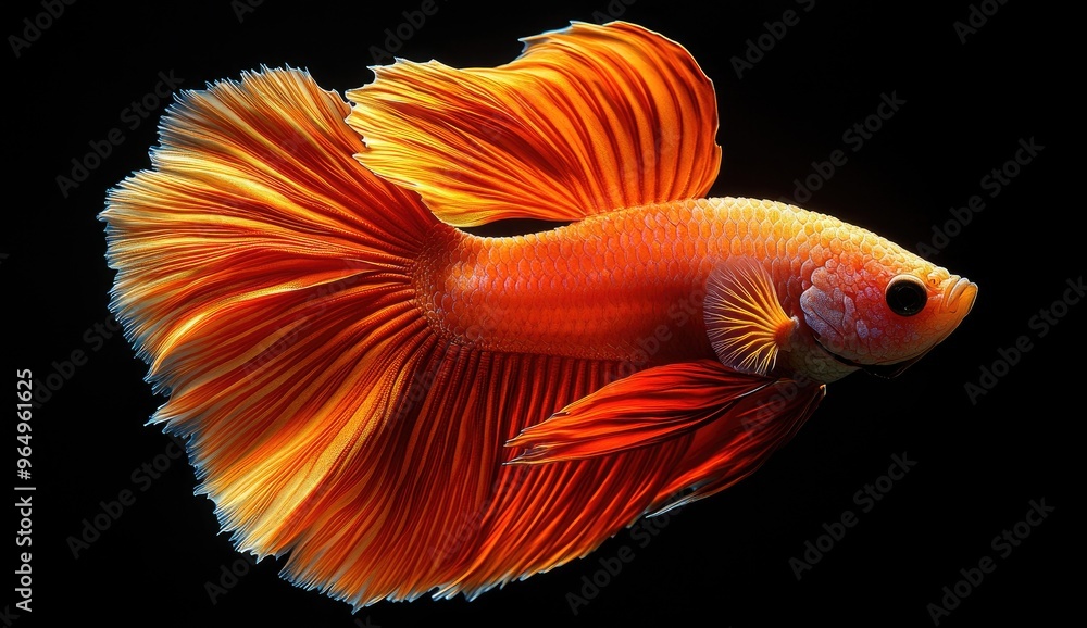 Orange Betta Fish with Flowing Fins Orange Betta Fish with Flowing Fins