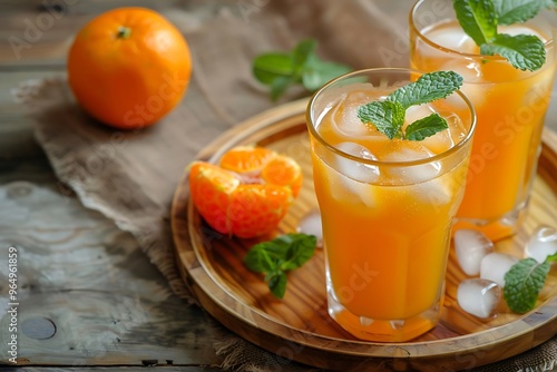 Close-up of orange drinks on table