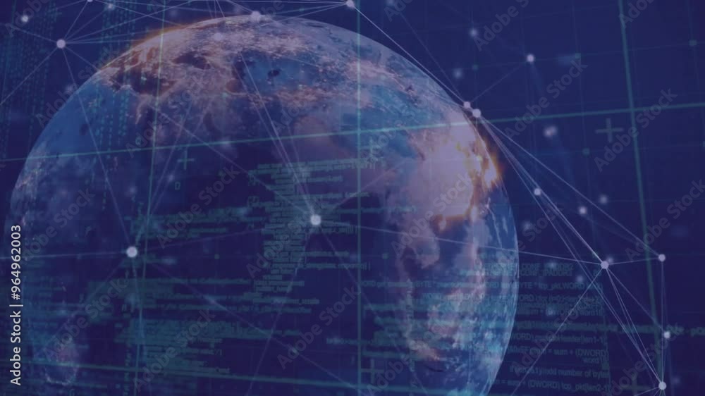 Animation of data processing over globe Animation of data processing over globe