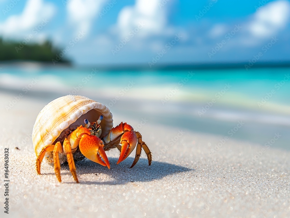 Closeup of a hermit crab on a tropical beach - ai Closeup of a hermit crab on a tropical beach - ai
