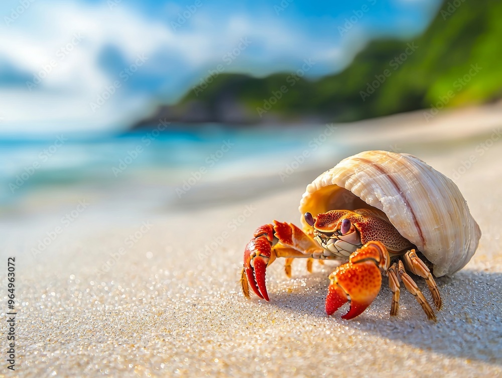 Closeup of a hermit crab on a tropical beach - ai Closeup of a hermit crab on a tropical beach - ai