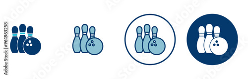 Bowling game Pin Icon vector isolated on white background. Bowling icon, ball and pin