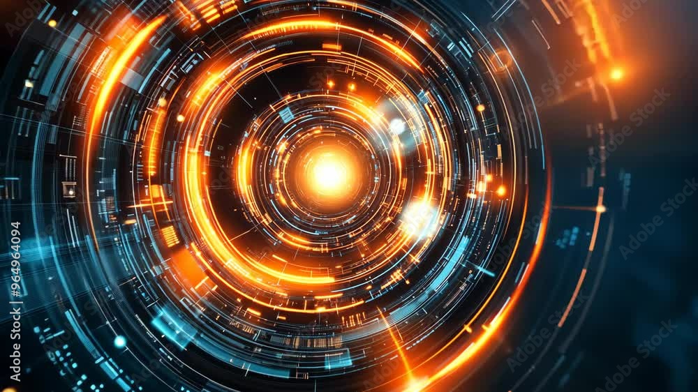 Exploring a vibrant digital vortex with swirling orange and blue lights in a futuristic design Exploring a vibrant digital vortex with swirling orange and blue lights in a futuristic design