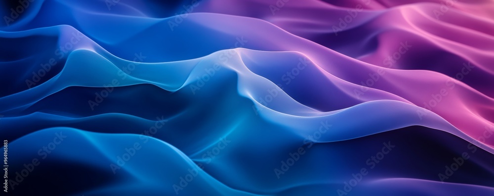 Fototapeta premium Abstract fabric waves in blue and pink