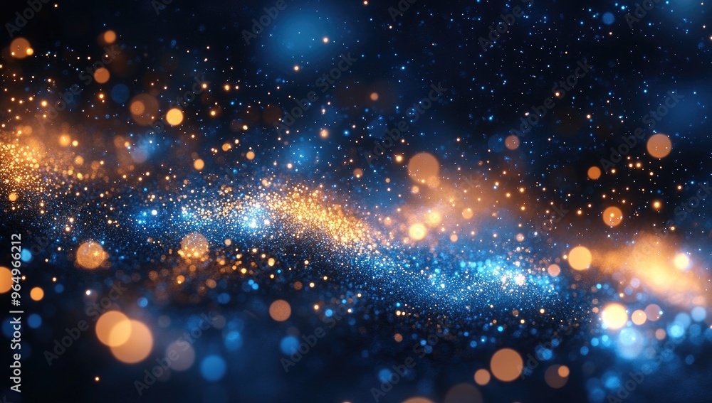 Obraz premium Abstract Galaxy with Gold and Blue Lights