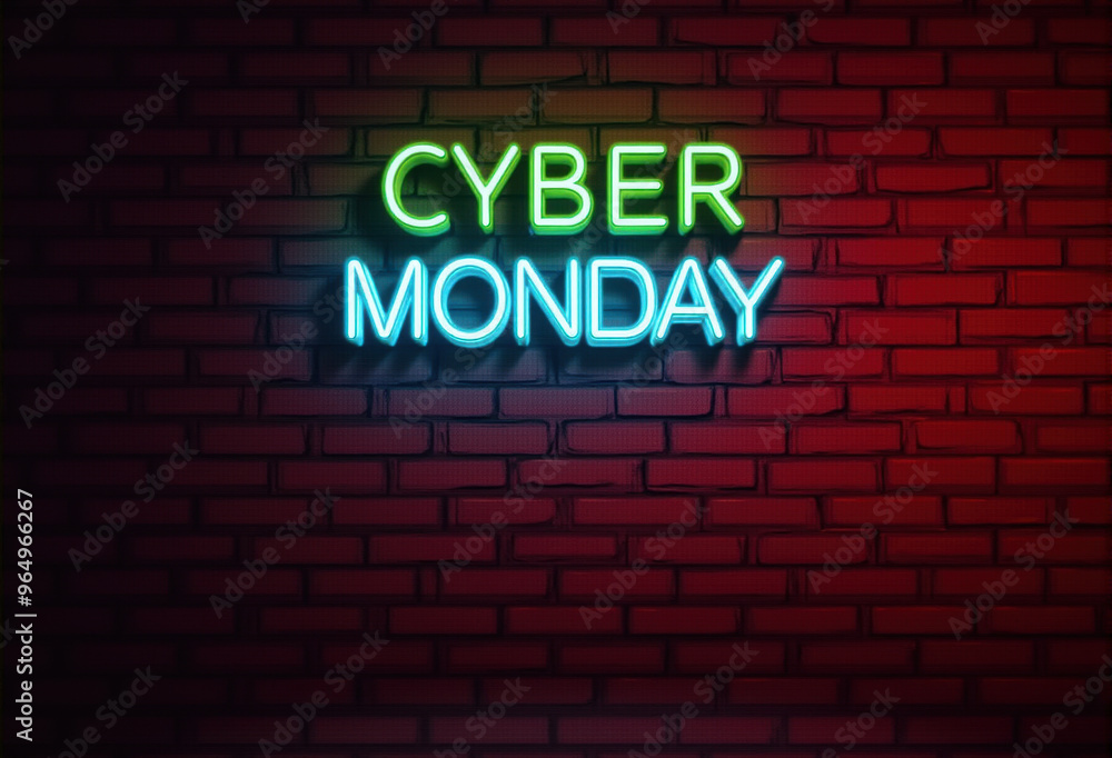 Obraz premium neon sign on brick wall