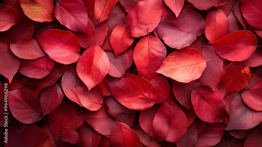 A close-up of a layer of vibrant red leaves, showcasing the rich hues of autumn. A close-up of a layer of vibrant red leaves, showcasing the rich hues of autumn.