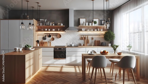 Wallpaper Mural kitchen and dining room, created whit A.I generativo Torontodigital.ca