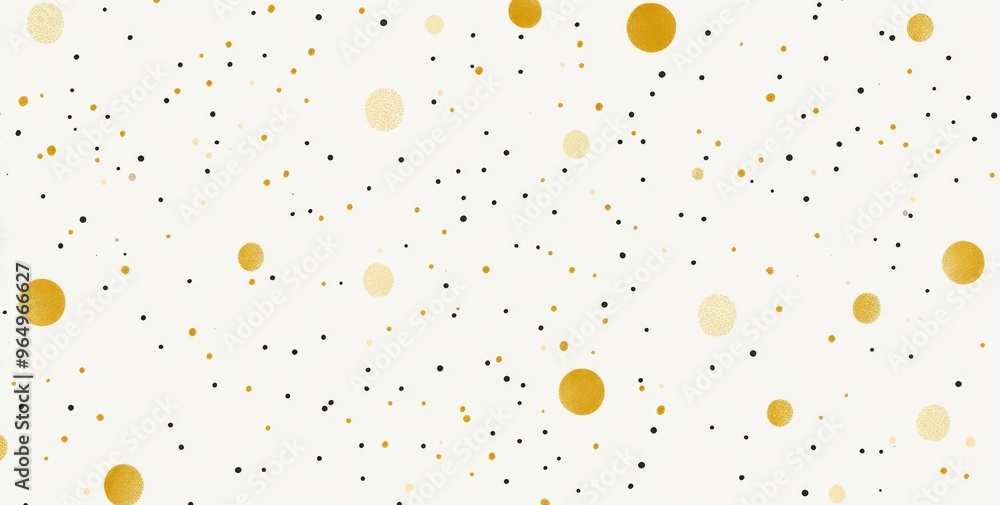  White Background with Gold Dots and Symmetrical Patterns