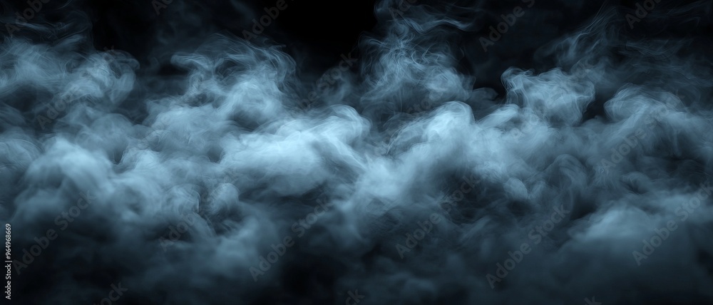 Fototapeta premium Mysterious blue fog fills the air, creating an enchanting atmosphere perfect for dramatic scenes or backgrounds.