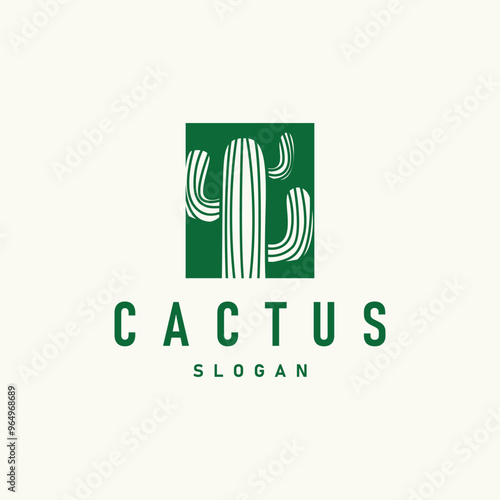 Cactus logo vector desert green plant design elegant style symbol Icon Illustration