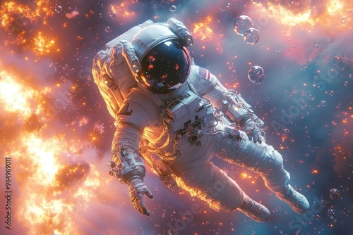 Astronaut in a Fiery Space