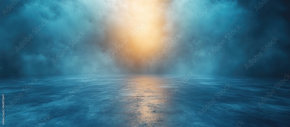 Abstract Foggy Landscape with a Glowing Light Abstract Foggy Landscape with a Glowing Light