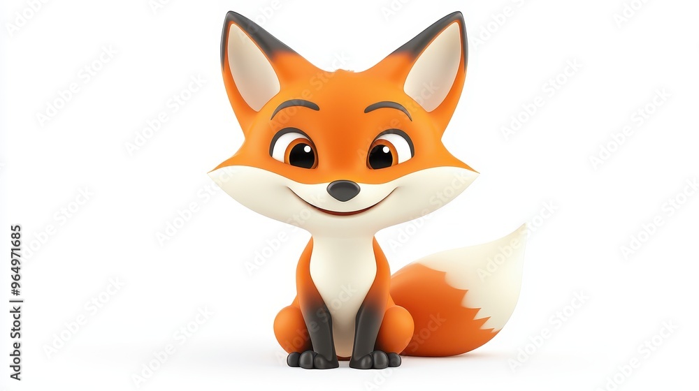 Obraz premium Cute Cartoon Fox Sitting Down