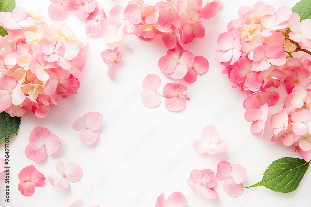 pink hydrangea flowers on the white background. floristic concept pink hydrangea flowers on the white background. floristic concept