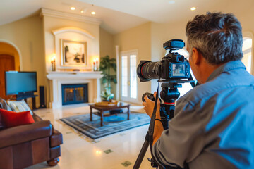 Real estate photographer taking interior photos of a property for sale