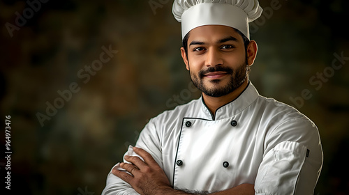 A confident chef in a profe...