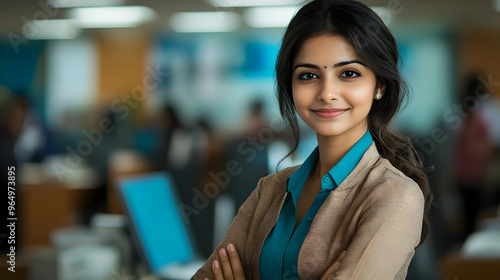 A confident woman smiling i...