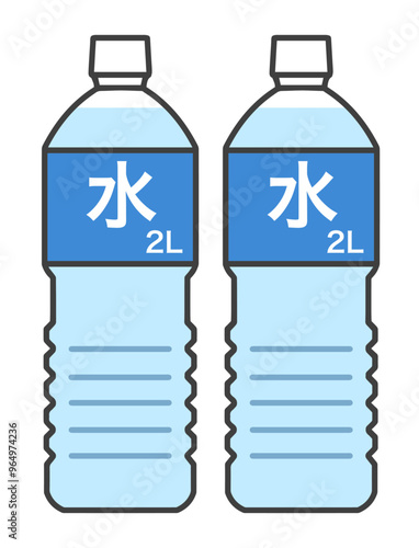 水が入った2lのペットボトル2本
