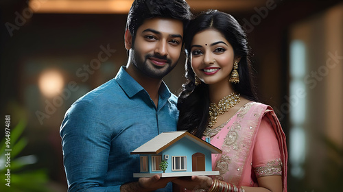 A couple joyfully holding a...