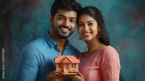 A couple joyfully holding a...