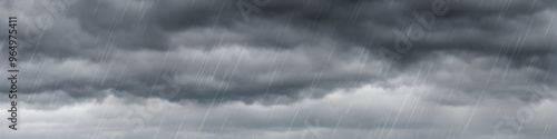 Dramatic autumn sky, It is raining, stormy clouds in dark sky, vector background