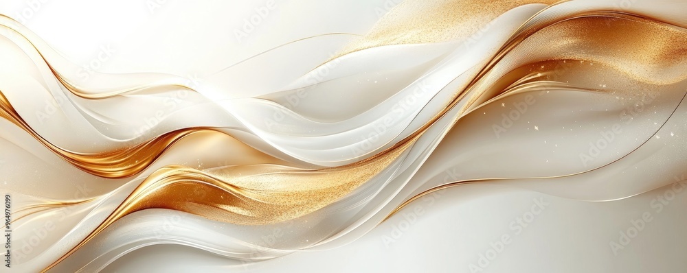 Obraz premium Abstract Gold and White Waves