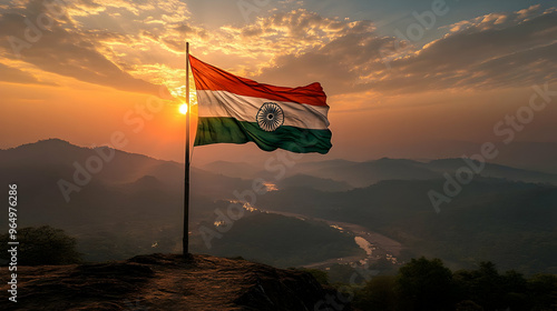 A flag of India waving at s...