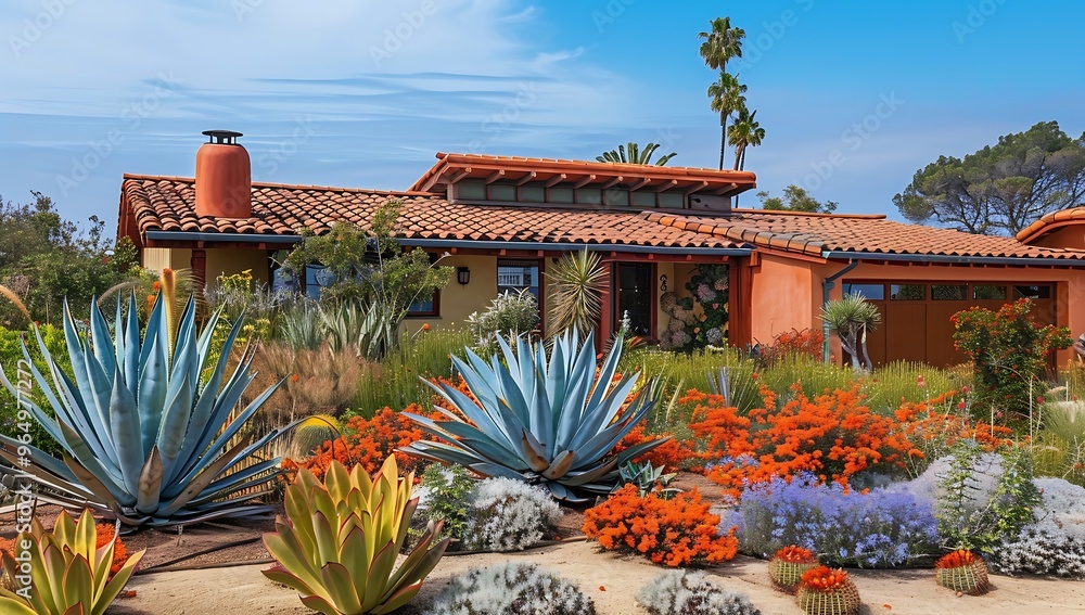 Naklejka premium Drought tolerant landscaping - Generative AI