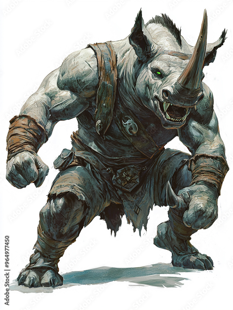 Character illustration of an anthropomorphic Rhino Character illustration of an anthropomorphic Rhino