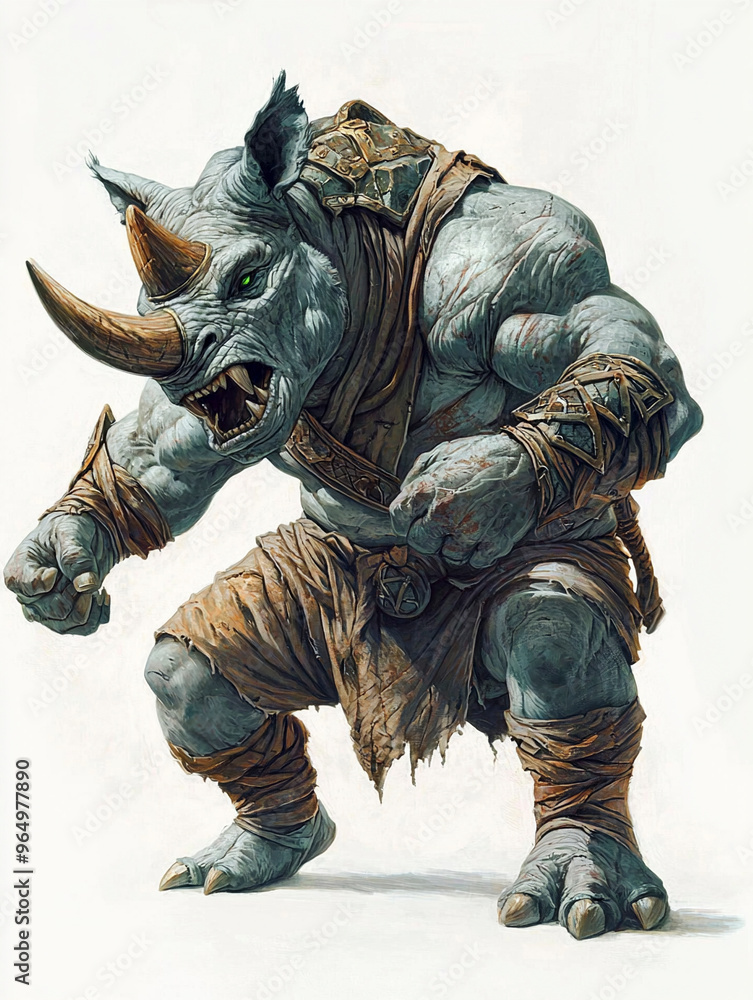 Character illustration of an anthropomorphic Rhino Character illustration of an anthropomorphic Rhino