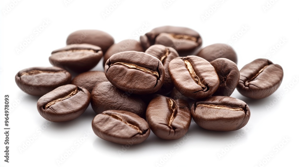 Rich Brown Coffee Beans Arrangement on White Background with Precise Clipping Path and Full Depth of Field Detail Rich Brown Coffee Beans Arrangement on White Background with Precise Clipping Path and Full Depth of Field Detail