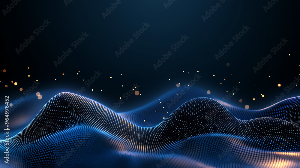 Blue abstract technology data wavy lines in holographic style. Blue abstract technology data wavy lines in holographic style.