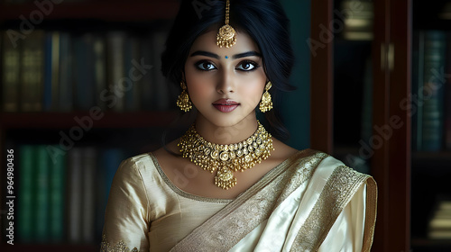 A portrait of a woman in tr...