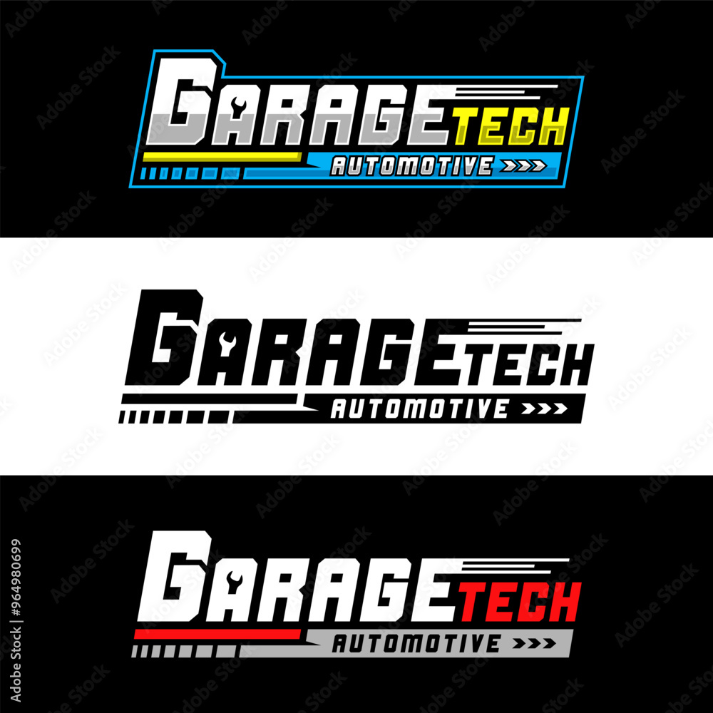 Garage tech automotive design illustration