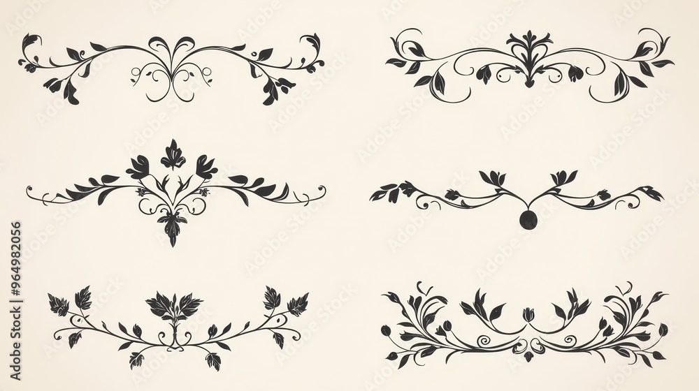 Elegant Floral Swirls Design Elements Vector Illustration Elegant Floral Swirls Design Elements Vector Illustration