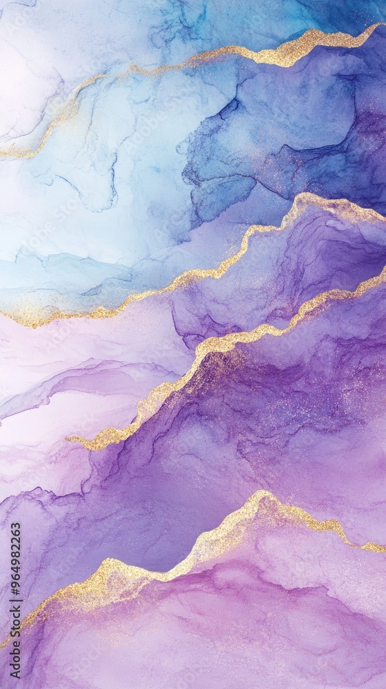 Elegant abstract art showcasing fluid swirls of blue and purple with delicate gold accents. Perfect for modern decor and design projects. Elegant abstract art showcasing fluid swirls of blue and purple with delicate gold accents. Perfect for modern decor and design projects.