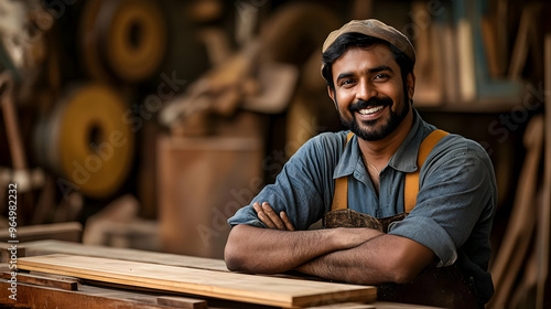 A smiling man in a workshop...