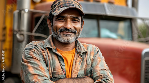 A smiling man in work attir...