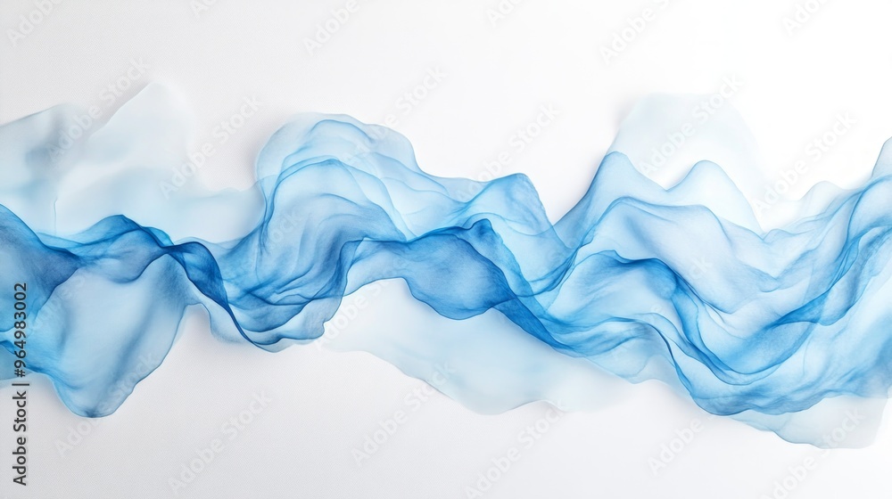 Flowing Blue Abstract Waves on White Canvas Art Print Flowing Blue Abstract Waves on White Canvas Art Print