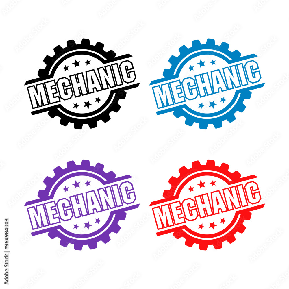 Mechanic stamp illustration design collection