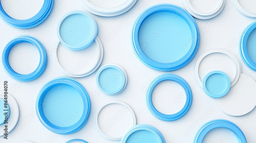 Modern Abstract Art: Blue and White Circular Patterns on a Neutral Background Modern Abstract Art: Blue and White Circular Patterns on a Neutral Background