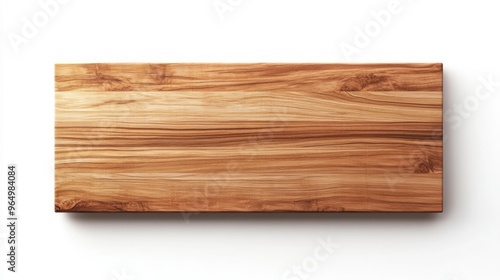 Natural Wooden Cutting Board on White Background