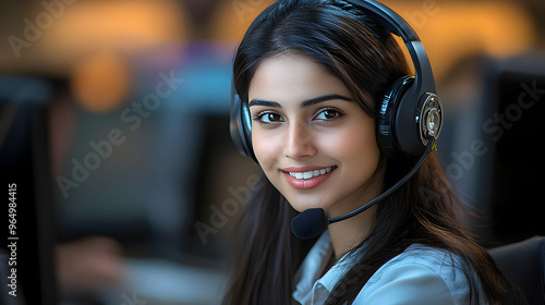 A smiling woman wearing a h...