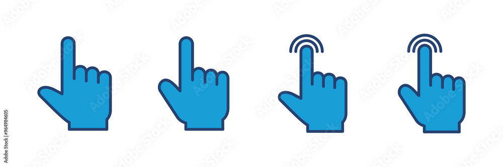 Hand click icon vector. pointer icon vector. hand cursor icon vector Hand click icon vector. pointer icon vector. hand cursor icon vector