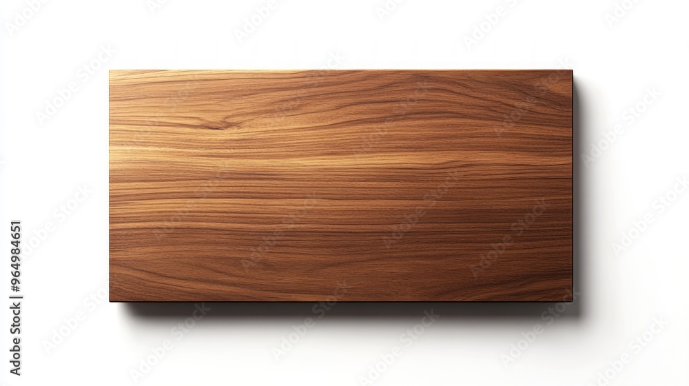 Natural Wooden Cutting Board with Rich Grain Texture on White Background Natural Wooden Cutting Board with Rich Grain Texture on White Background
