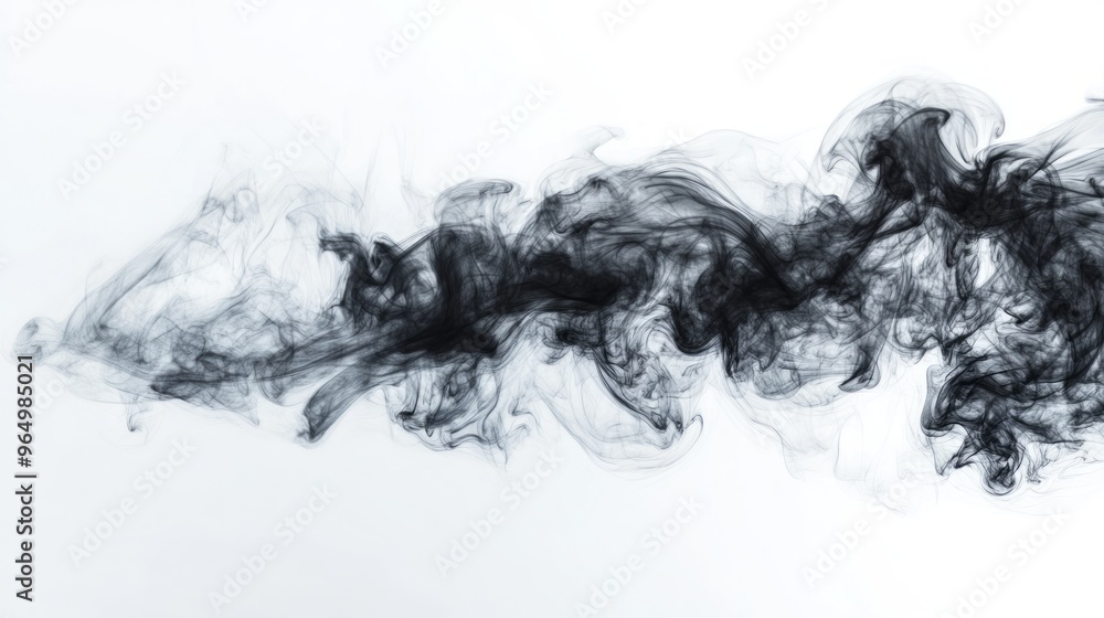 Abstract Art of Black Smoke on White Background Abstract Art of Black Smoke on White Background