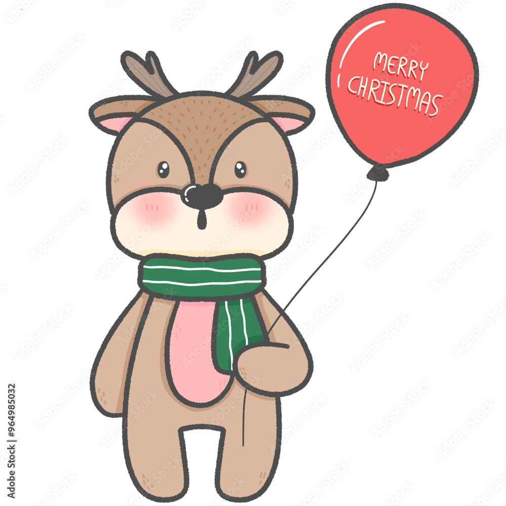 Cartoon radiant deer Super cute hand drawn Cartoon radiant deer Super cute hand drawn